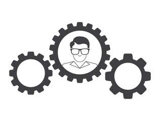 geek character in gear mechanism