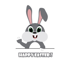 bunny waving hello. easter bunny. Bunny isolated on white background. Happy cute rabbit. Funny cartoon easter. Illustration greeting card. Minimal bunny - stock vector