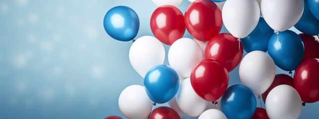 ballons in the colors of france flag red, white and blue