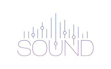 sound lines and sound word. sound concept. sound concept for the music world