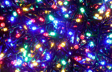 Backdrop of series of illuminated lights for decorations during the holidays ideal as a bright fun...
