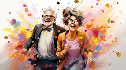 Joyful elderly couple dancing and enjoying each other s company at home, radiating love and joy.