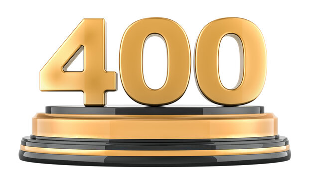Golden 400 podium, award concept. 3D rendering isolated on transparent background