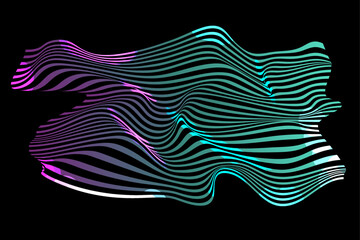3D dynamic colorful wavy lines pattern smooth flowing curve. Blue green pink gradient light. Concept of technology, digital, communication, science, music