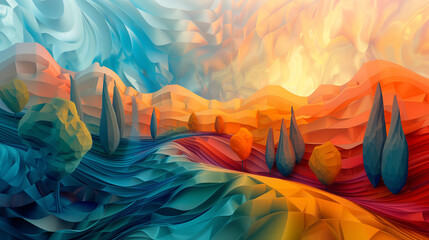 Alternative: Abstract Background Cool Dawn Hillscape - obrazy, fototapety, plakaty