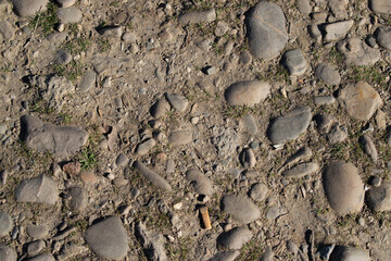 Fondo de camino de tierra con piedras.