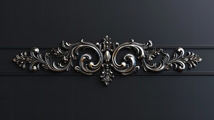 a 3D decorative frame border crafted from thin line steel, exuding a sense of luxury and elegance, set against an ebony black background, enhancing its opulent allure.