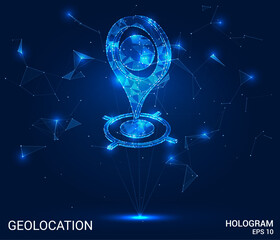 Hologram Map Pinpoint: Explore the future of location services with this vector art, presenting a holographic geo-icon. An innovative and captivating representation of navigation.