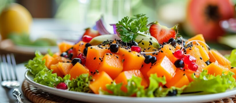 Delicious Food with a Burst of Fresh Papaya in a Refreshing Salad - Food, Papaya, Saladpapaya, Food, Papaya, Saladpapaya, Food, Papaya, Saladpapaya