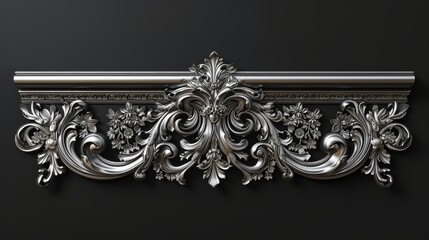 a 3D decorative frame border crafted from thin line steel, exuding a sense of luxury and elegance, set against an ebony black background, enhancing its opulent allure.