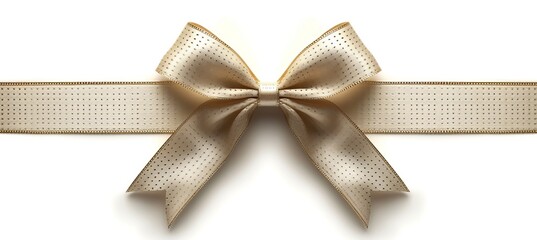 Elegant gold gift bow isolated on white background with copy space for adding text or messages