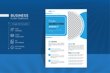 flyer template design set with blue, business proposal, promotion, advertise, publication, cover page. Trendy minimalist flat geometric design. Vertical a4 format.