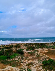 Fototapeta na wymiar Stormy weather in Saint Paul's Bay. Malta after season.