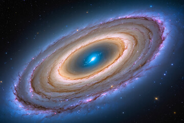 Colorful spiral galaxy in universe