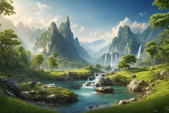 Beautiful dreamlike landscape ai generated image