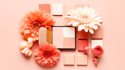Experience the harmony of autumn flowers and face powder, embodying the concept of naturalness in cosmetics. A captivating image for beauty and skincare designs.
