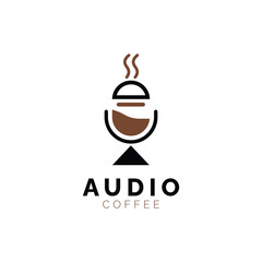 Coffee Podcast Radio Logo Icon Vector