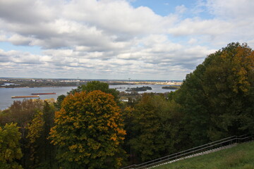 Autumn Park near the banks of the Volga River