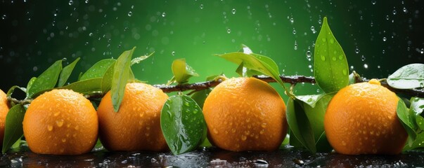 Fresh ripe tangerine, healthy bio fruit food gardening concept banner panorama. Generative Ai