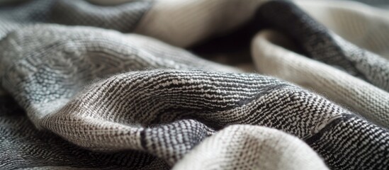 Gray and White Woven Texture: A Piece of Cloth with Impeccable Texture - obrazy, fototapety, plakaty