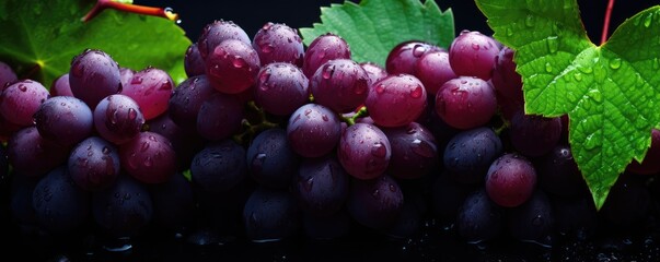 Fresh ripe grape, healthy bio fruit food gardening concept banner panorama. Generative Ai