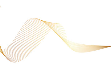 Abstract gold vector wavy lines flowing smooth curve design. Isolated on transparent background. Design of luxury, technology, science, music, modern