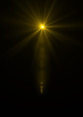 gold sunburst effect background,Lens flare light on black background or Lens flare glow light...