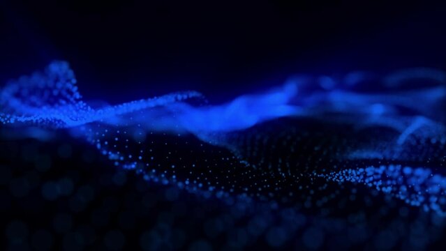 Abstract digital particle wave and light abstract background ,animation cyber or technology background 4K