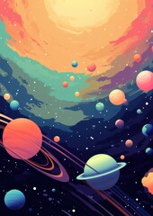 Fantasy galaxy travel sky adventure  wallpaper, colorful. Generative Ai.