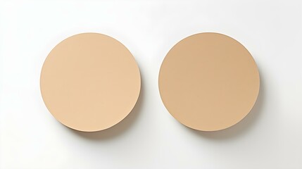 Two Beige round Paper Notes on a white Background. Brainstorming Template with Copy Space