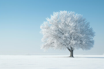 tree cover with snow.AI generated