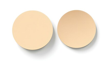 Two Beige round Paper Notes on a white Background. Brainstorming Template with Copy Space