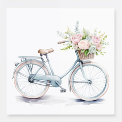 Fototapeta na wymiar watercolor bicycle poster canvas