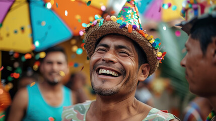 Latin American Men Embracing Life Through Celebratory Dance