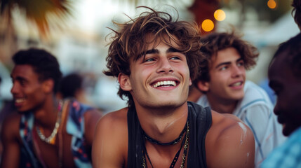 Fototapeta premium Joyful European Birthday: Candid Moments of Friendship and Celebration