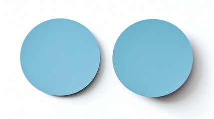 Two Blue round Paper Notes on a white Background. Brainstorming Template with Copy Space