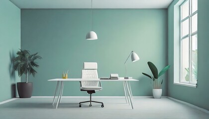 Professional minimalist office design with chair and desk