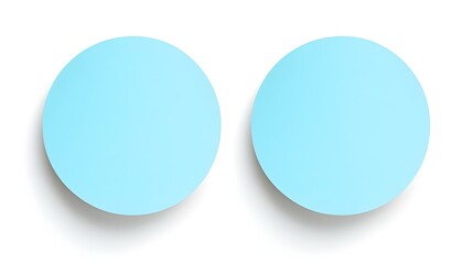 Two Cyan round Paper Notes on a white Background. Brainstorming Template with Copy Space