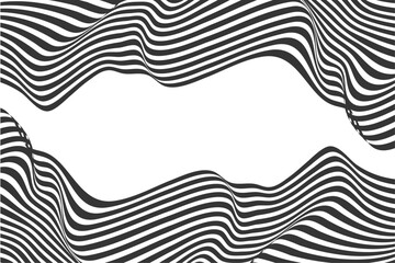 Black abstract dynamic line art wavy flowing vector. Isolated on transparent background. Wave, wind and ocean.  - obrazy, fototapety, plakaty