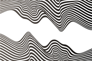 Black abstract dynamic line art wavy flowing vector. Isolated on transparent background. Wave, wind and ocean. 