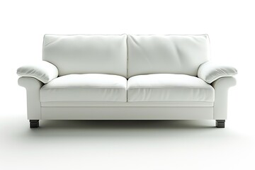 Minimalist Marvel Studio shot of a White sofa isolated on white background.