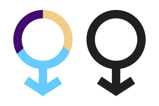 Male sex icon set. colorful Male sign, Male icon. Multi color gender equality icon. Male female transgender symbol pink, blue yellow and black.