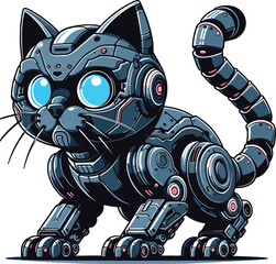 Megatronic Robot Cat Illustration Vector