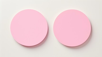 Two Light Pink round Paper Notes on a white Background. Brainstorming Template with Copy Space