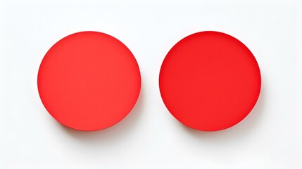 Two Light Red round Paper Notes on a white Background. Brainstorming Template with Copy Space
