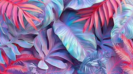 Surreal background of tropical leaves