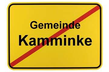 Illustration eines Ortsschildes der Gemeinde Kamminke in Mecklenburg-Vorpommern