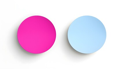 Two Multicolor round Paper Notes on a white Background. Brainstorming Template with Copy Space