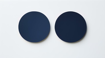 Two Navy Blue round Paper Notes on a white Background. Brainstorming Template with Copy Space