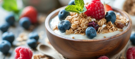 Organic Muesli: A Fresh Blend of Fruit and Yogurt for a Refreshing and Nutritious Breakfast